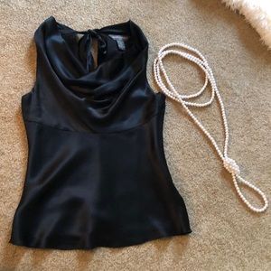 Black Satin Sleeveless Top, Banana Republic, sz sz